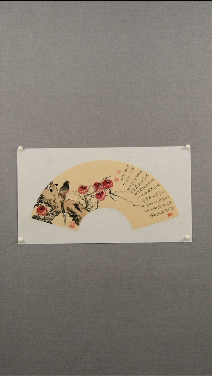 国画朱老师-花鸟-一平尺扇面-06