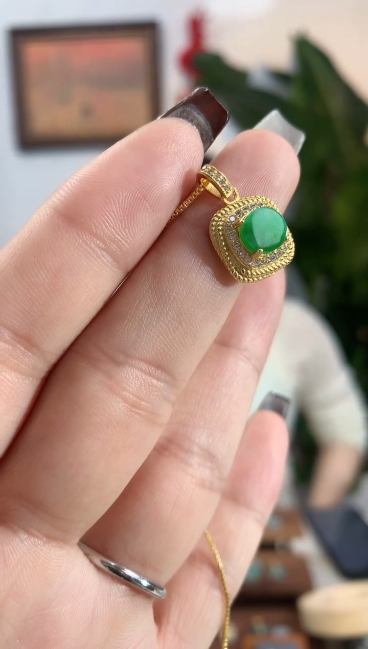 【闪购商品】翡翠吊坠(不含链)银S925镶嵌吊坠