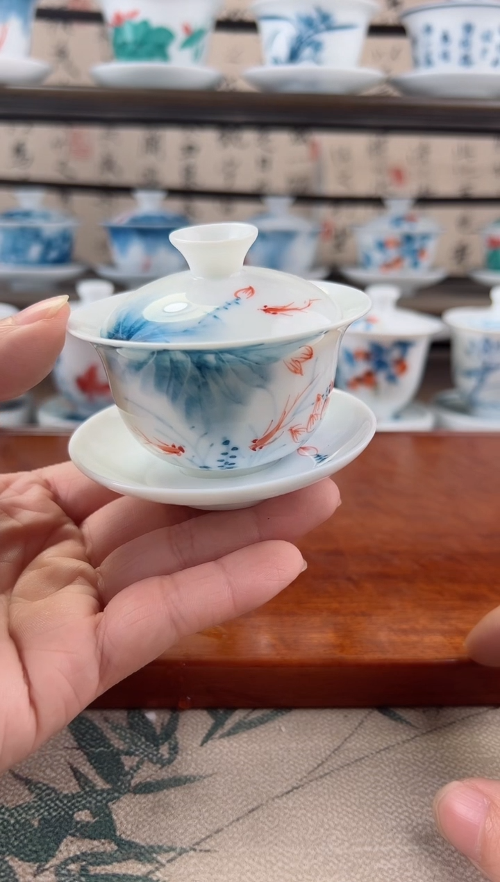 微瑕蓝莲80ml三才盖碗