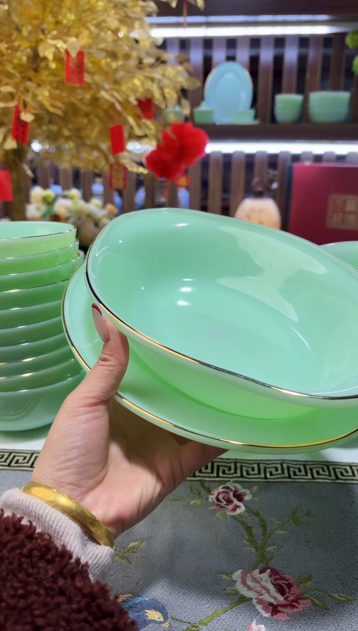 玉瓷12英寸鱼盘2只一深一浅