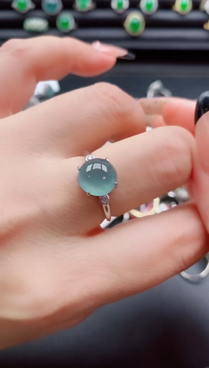 银S925镶嵌戒指翡翠1