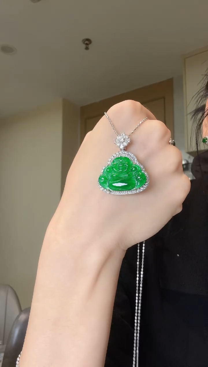翡翠银S925镶嵌吊坠(不含链)天然翡翠吊坠3