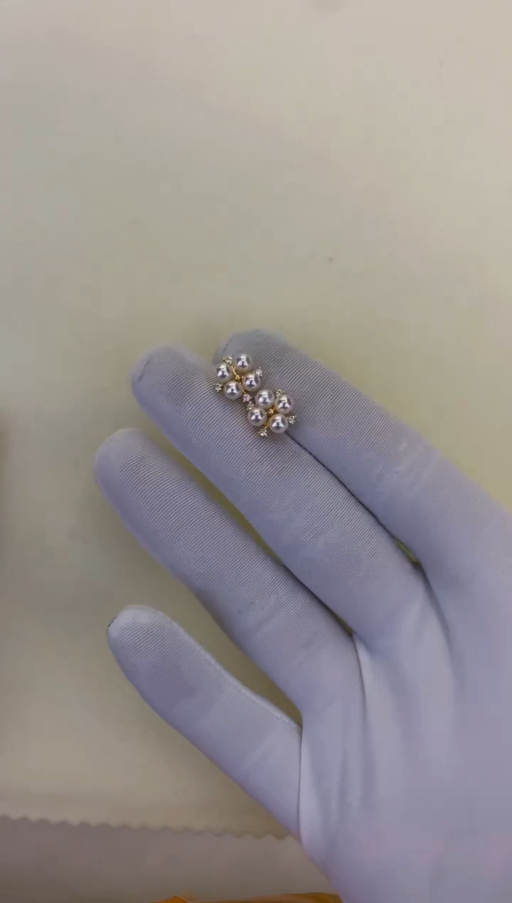 银S925镶嵌DA海水珍珠 GD228 耳钉 3-4