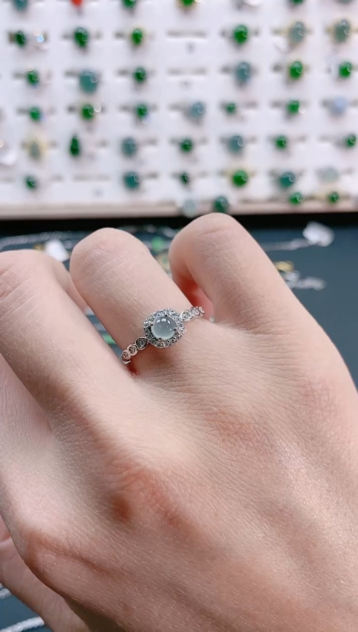 【闪购商品】翡翠戒指银S925镶嵌天然翡翠