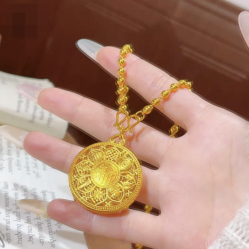 合金项链 【卡4圆珠项链配福牌八宝罗盘】轻奢时尚