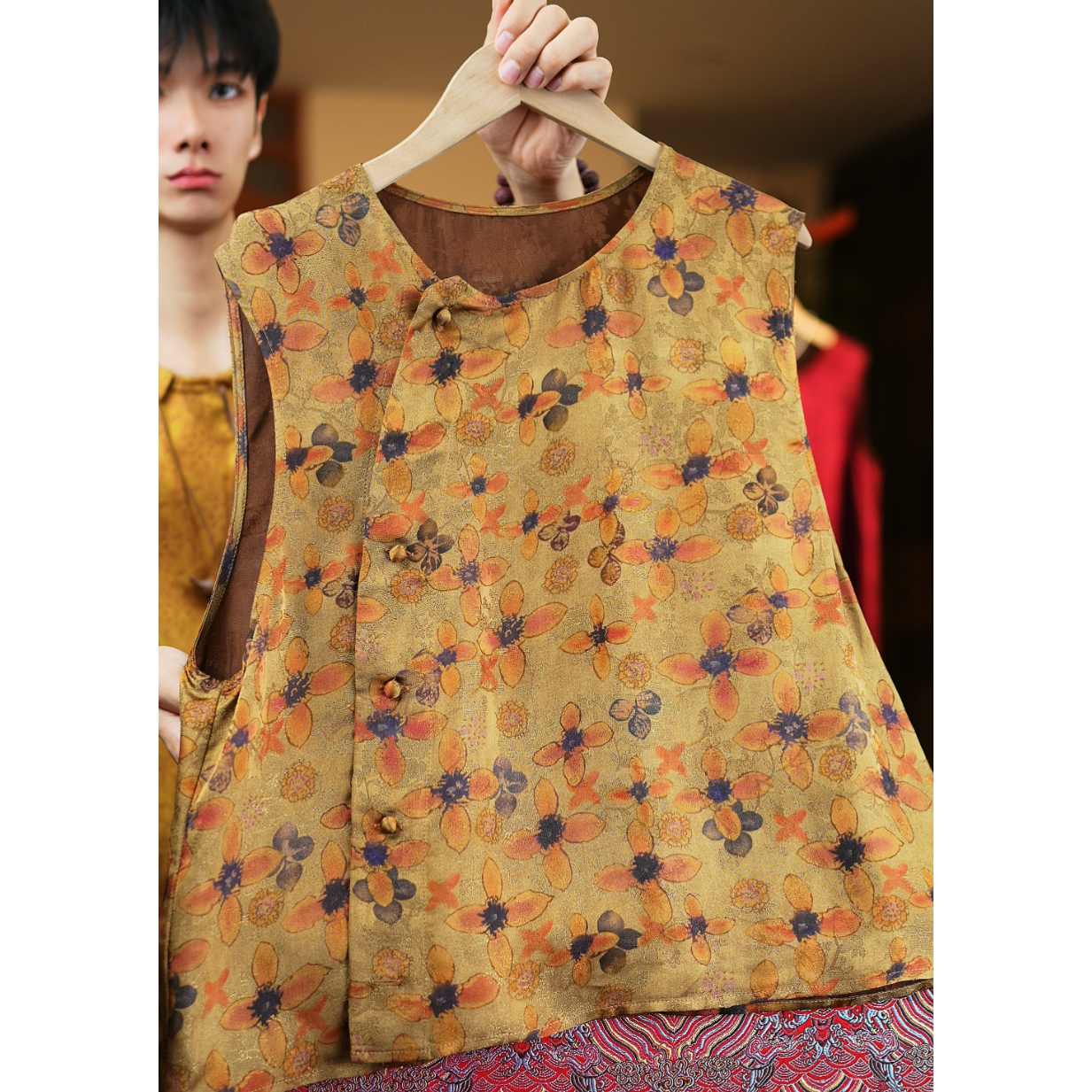 东方灵韵<<非遗美学>>1270新中式国风盘扣显瘦无袖上衣