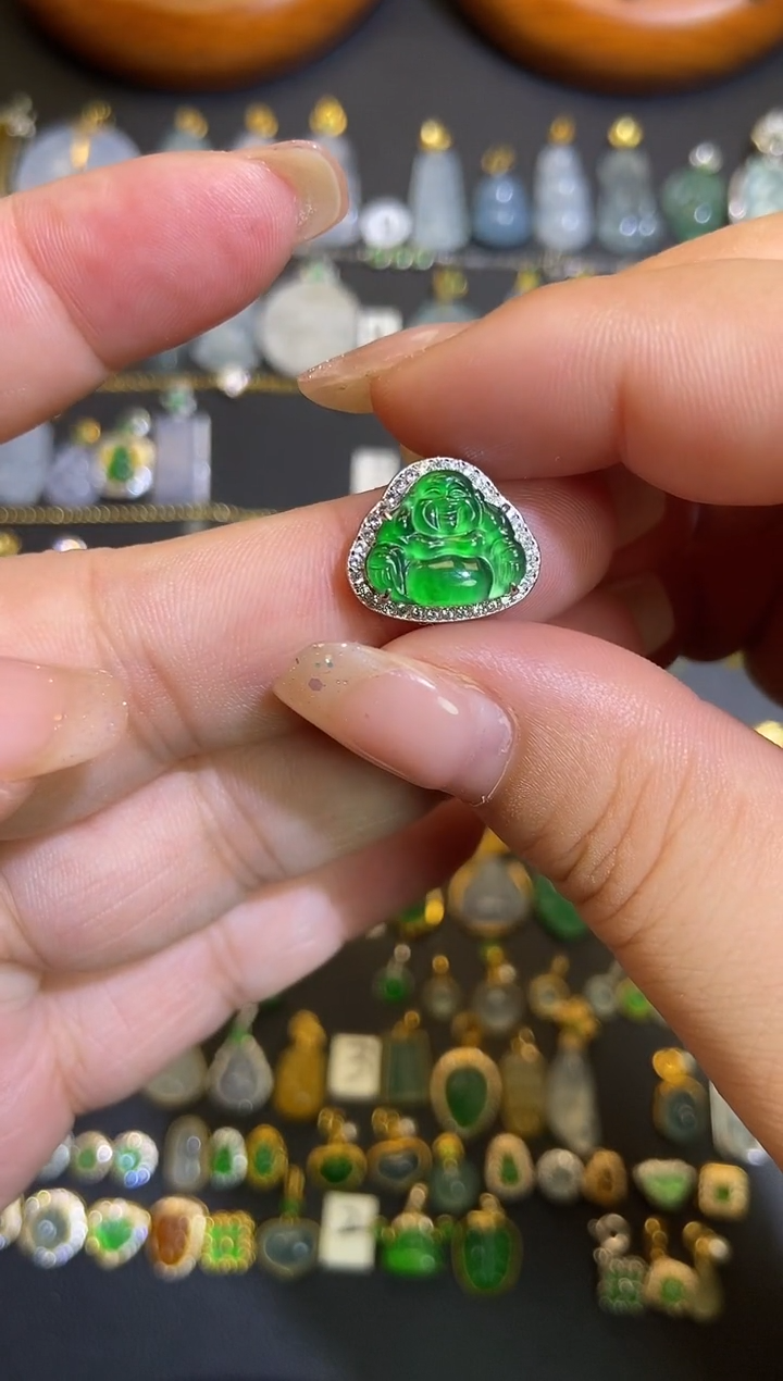 翡翠银S925镶嵌吊坠(不含链)1