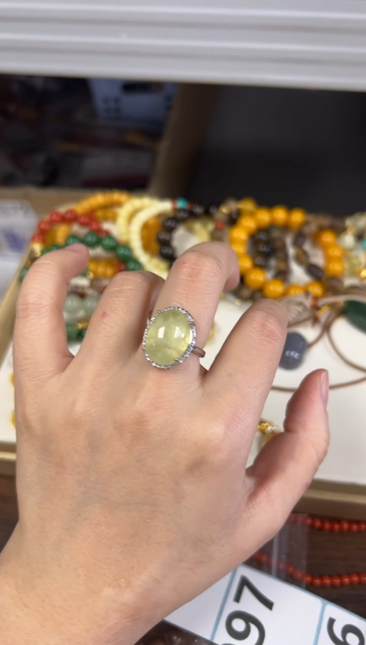 未镶嵌戒指水晶柠檬黄黄水晶蛋面镶嵌戒指[21]