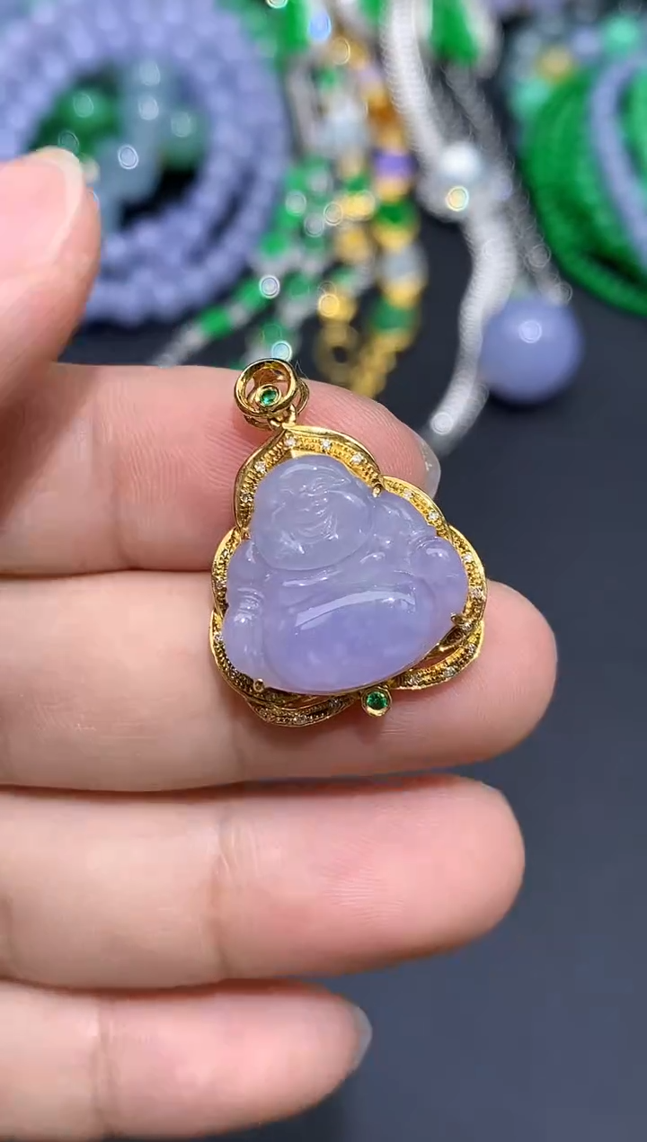 翡翠18K金镶嵌颈饰389-春日珠宝