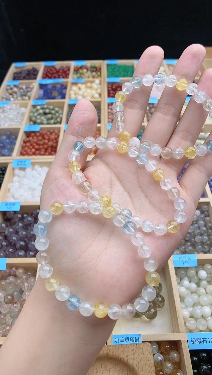 未镶嵌托帕石手串彩托帕随机发一