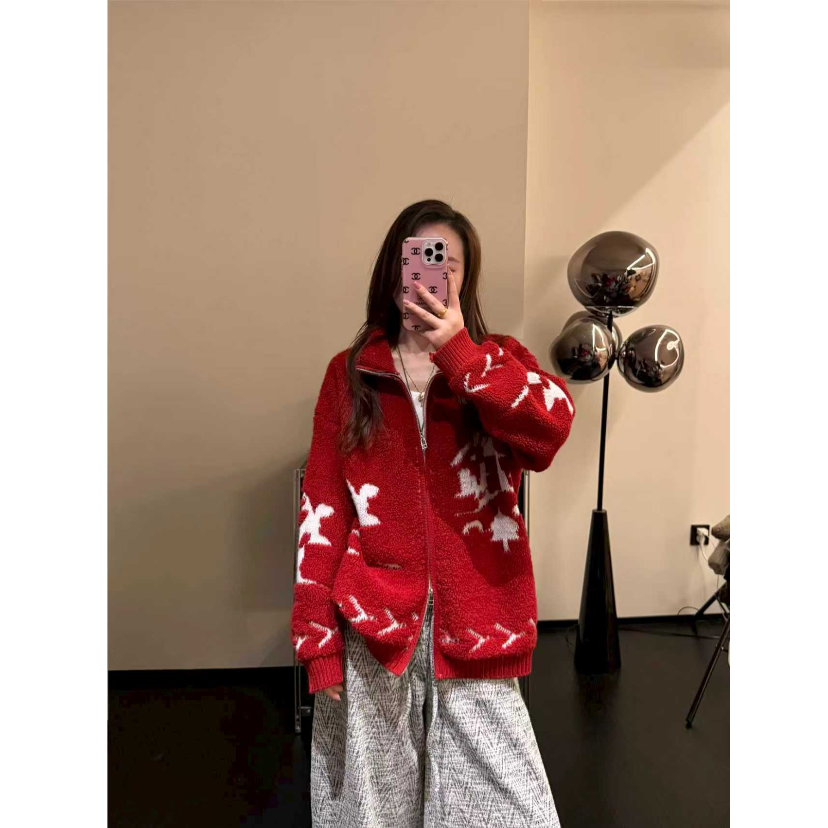 MMAN【双拉链设计 新年氛围】加厚款韩版慵懒风高领高克重绒感毛衣