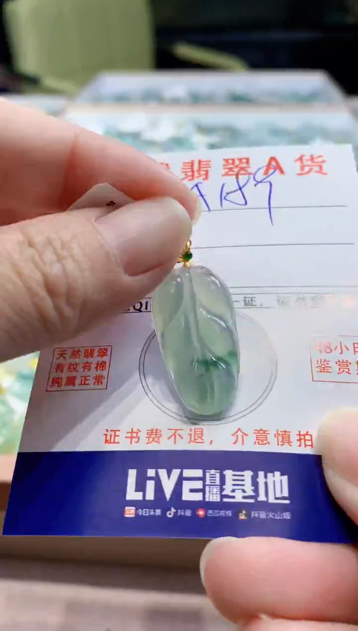 颈饰18K金镶嵌翡翠天然缅甸a货翡翠