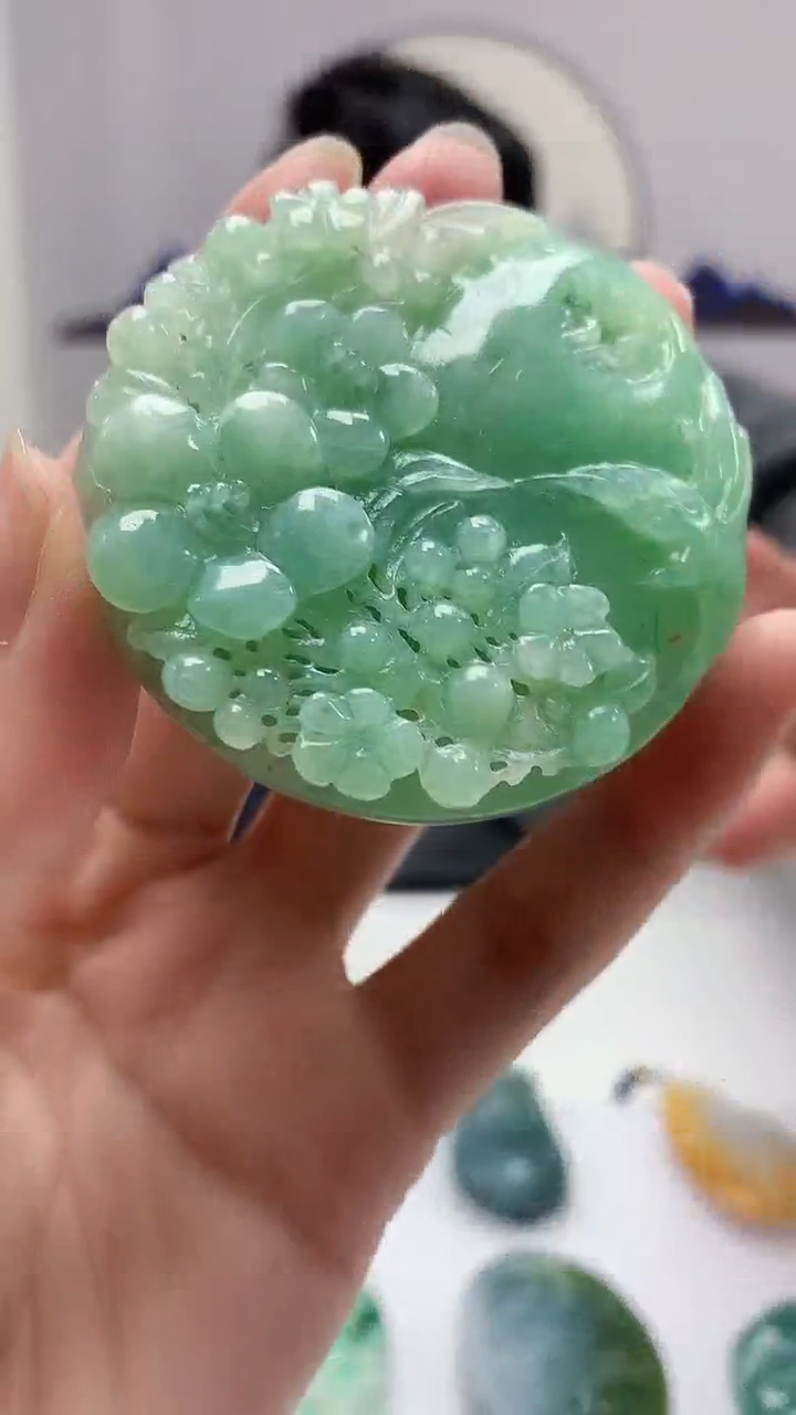 【闪购商品】定制翡翠未镶嵌5060zm-毛货挂件花牌7