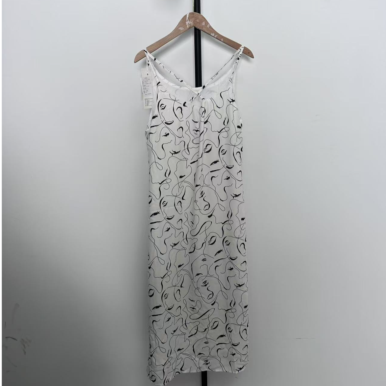 396 YIKE 高品 水墨 精梳棉 亚麻 吊带裙 