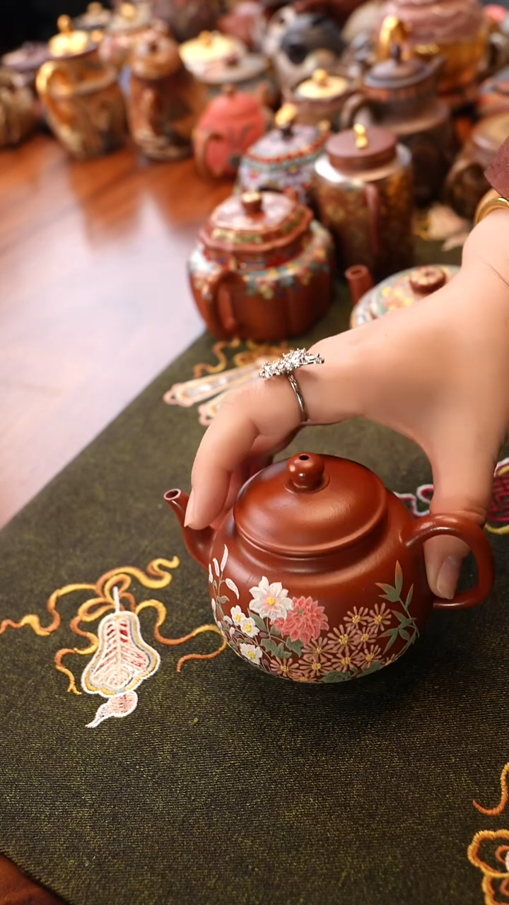 茶壶紫砂朱泥繁花德中