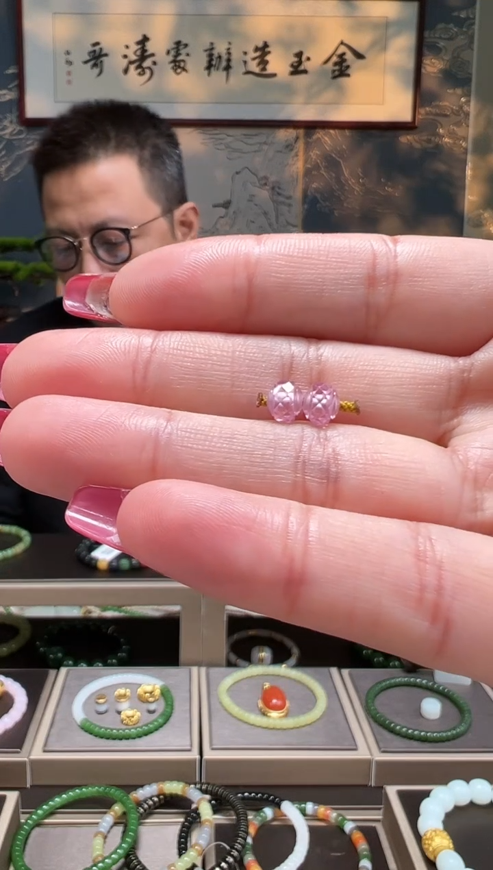 【闪购商品】合成立方氧化锆手链足金镶嵌卡5.5m粉