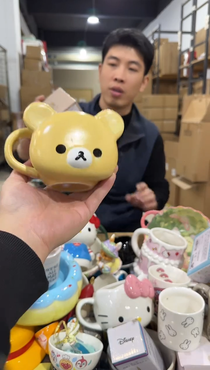 瓷片原盒熊哥头杯