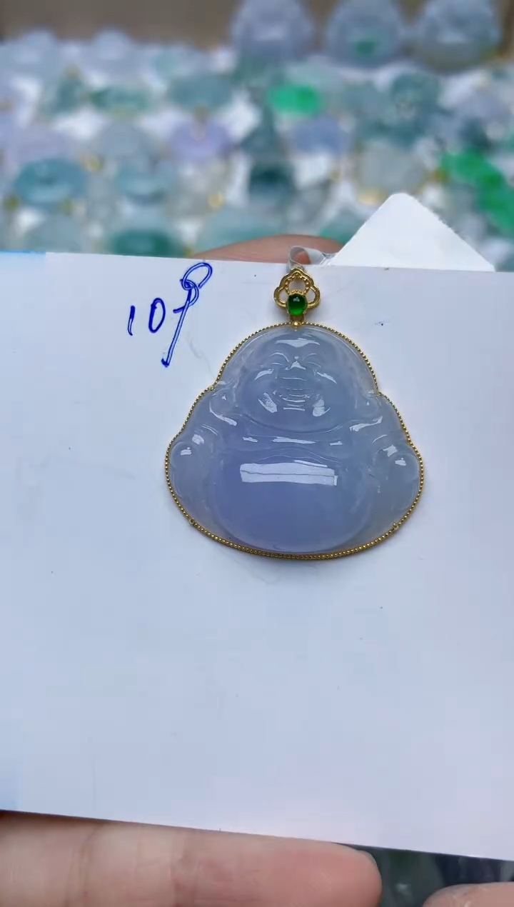 【闪购商品】翡翠颈饰18K金镶嵌天然翡翠A货    