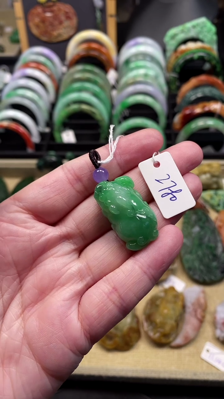 颈饰未镶嵌翡翠满绿貔貅10.27O