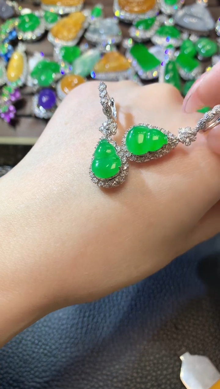 【闪购商品】翡翠耳饰18K金镶嵌D18 翡翠