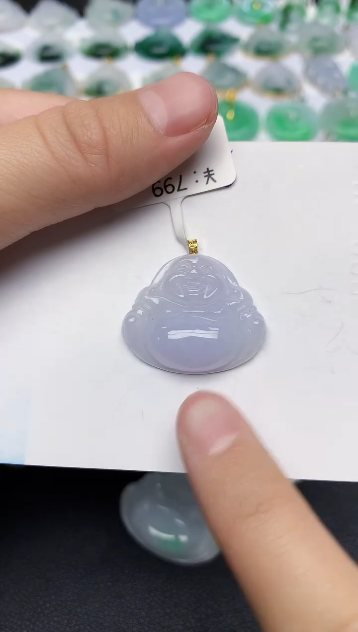 颈饰18K金镶嵌翡翠天然缅甸A货翡翠百元以上9元证书费自理