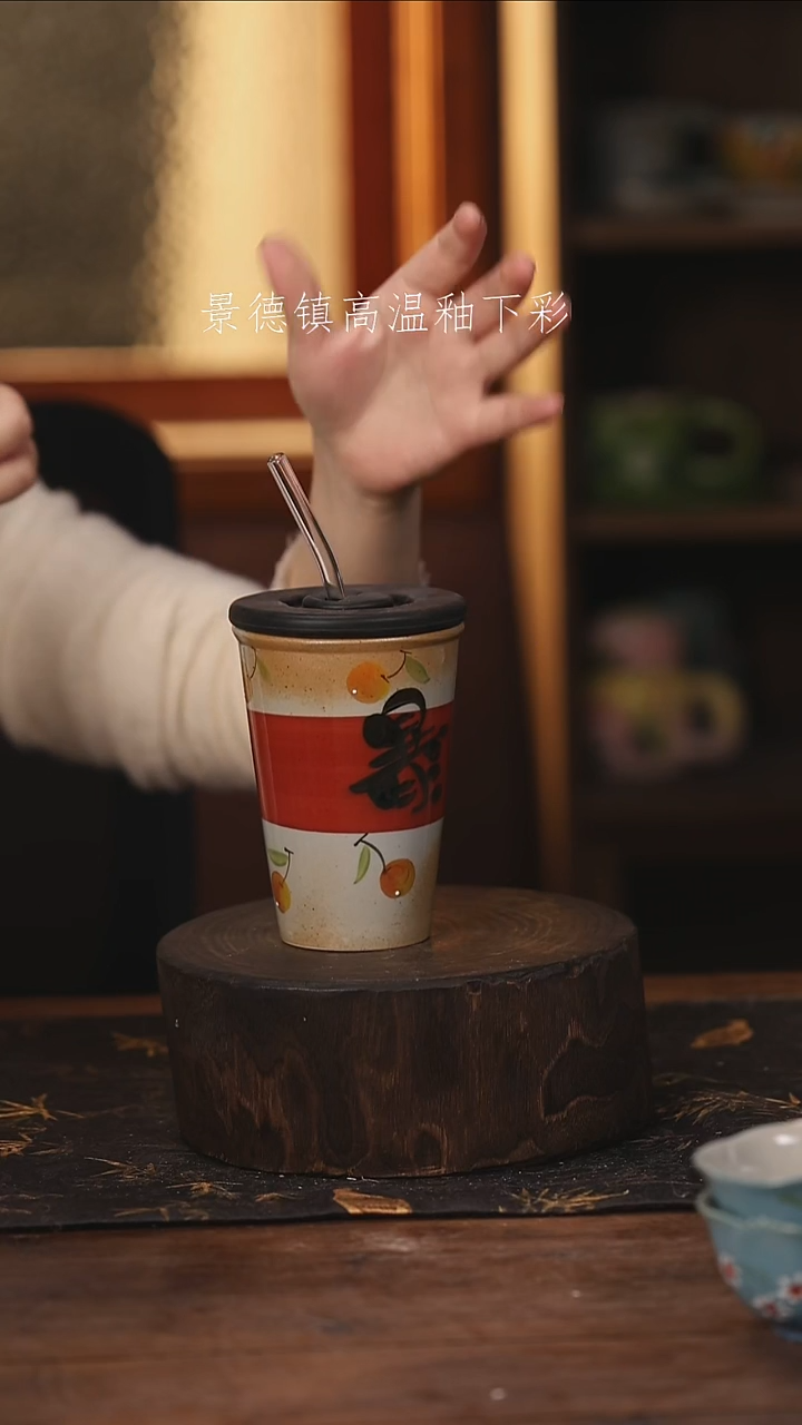 陶瓷 景德镇高温釉下手绘陶瓷@L249@