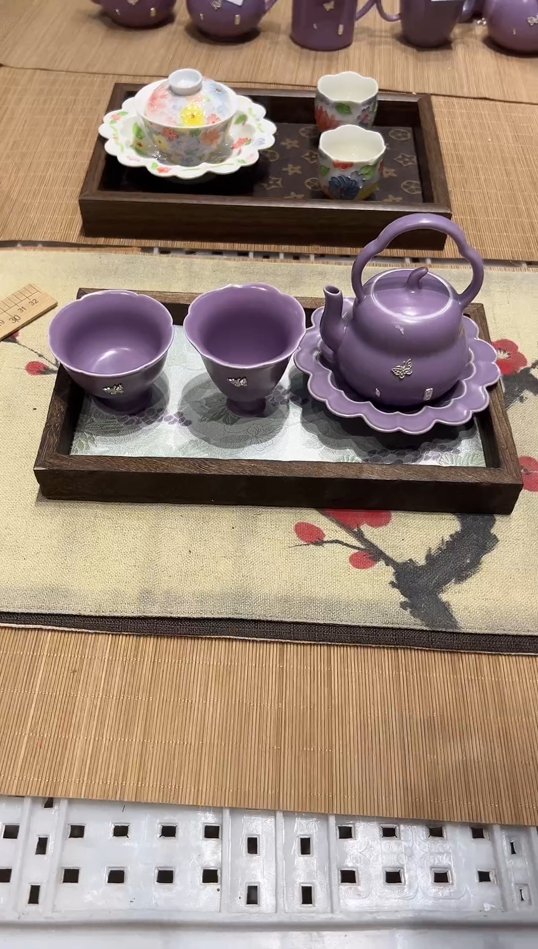 瓷片瓷锯钉茶具正品 【带托盘】