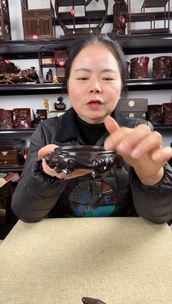 木羊头底座老李红木工艺品