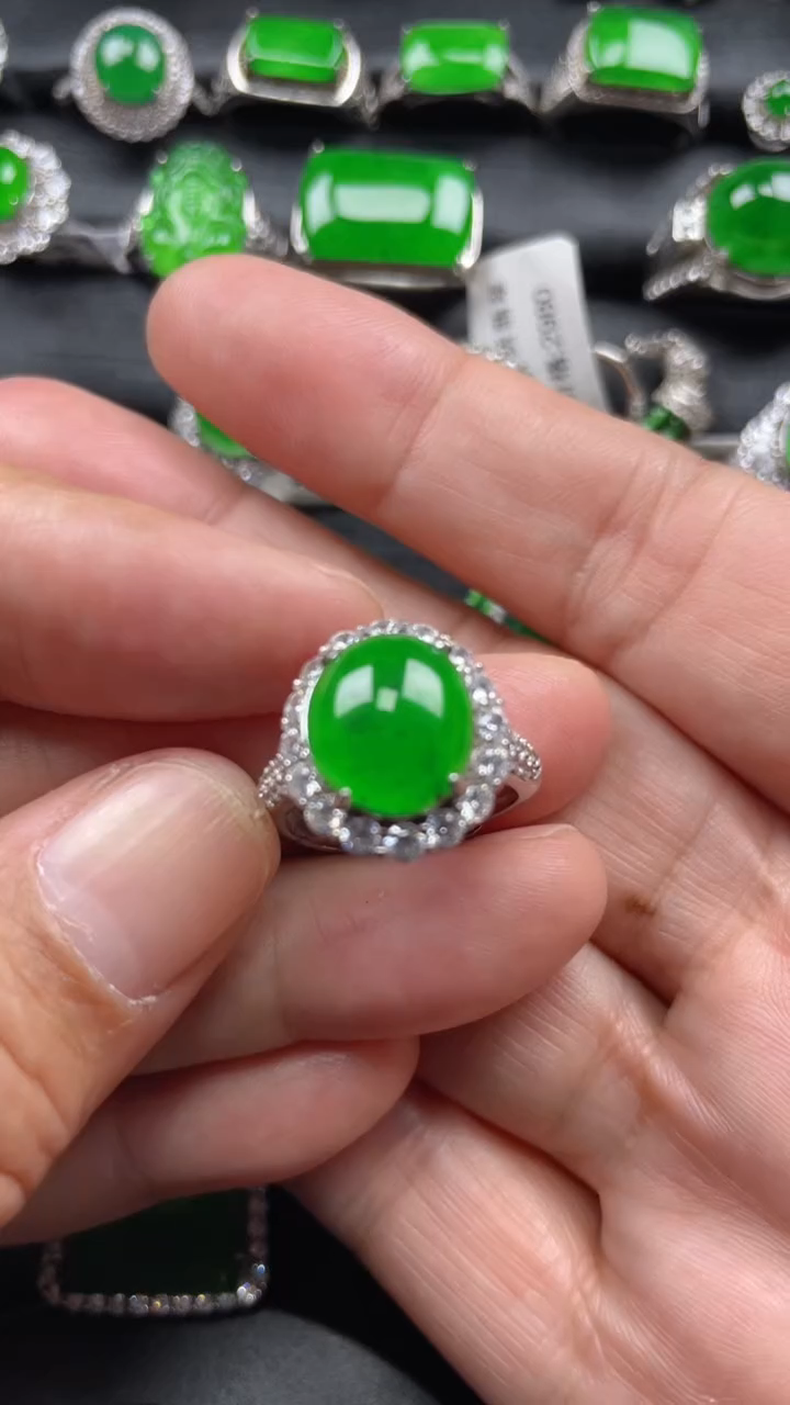 【闪购商品】翡翠戒指银S925镶嵌翡翠
