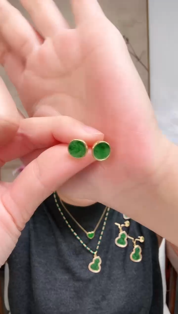 【闪购商品】翡翠耳饰银S925镶嵌耳饰