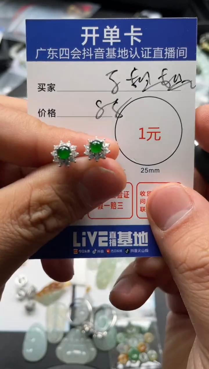 【闪购商品】翡翠颈饰银S925镶嵌耳钉
