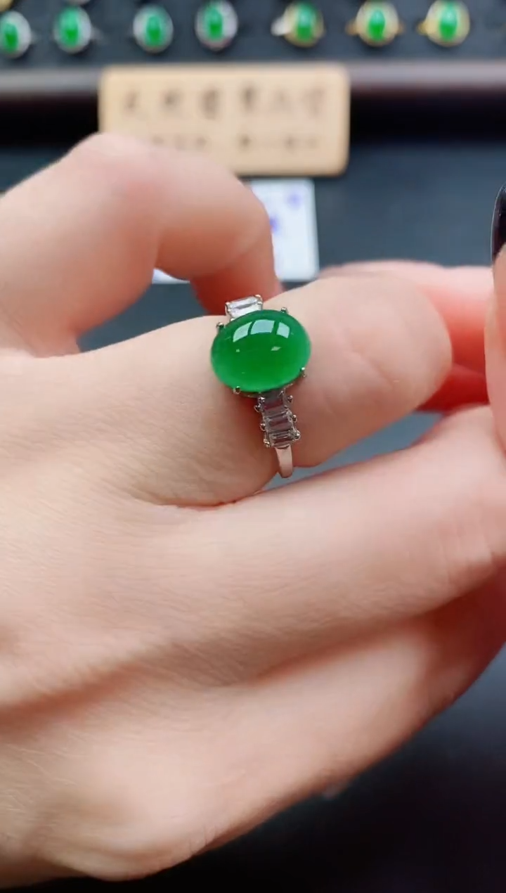 银S925镶嵌戒指翡翠1