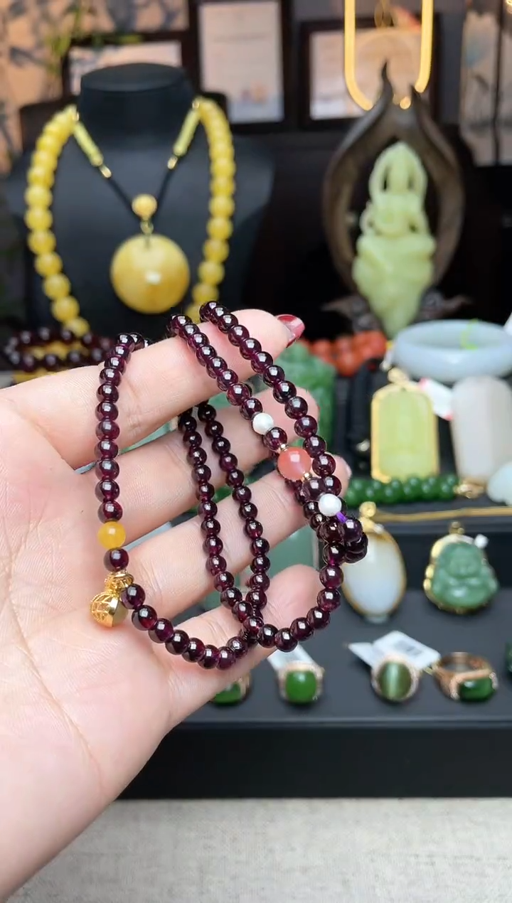 【闪购商品】石榴石颈饰未镶嵌项链