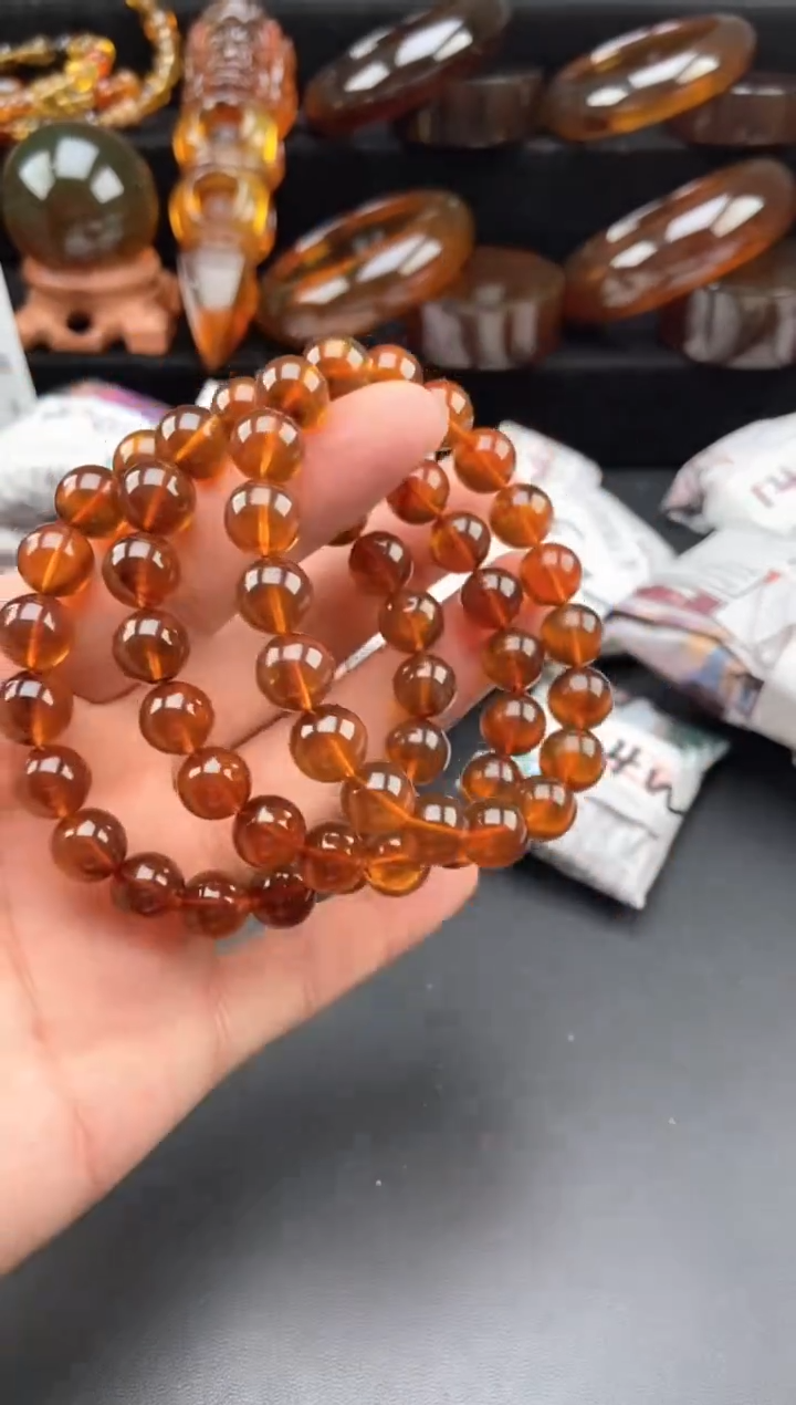 【闪购商品】琥珀手链未镶嵌金棕红手串【多样性发货其中一】