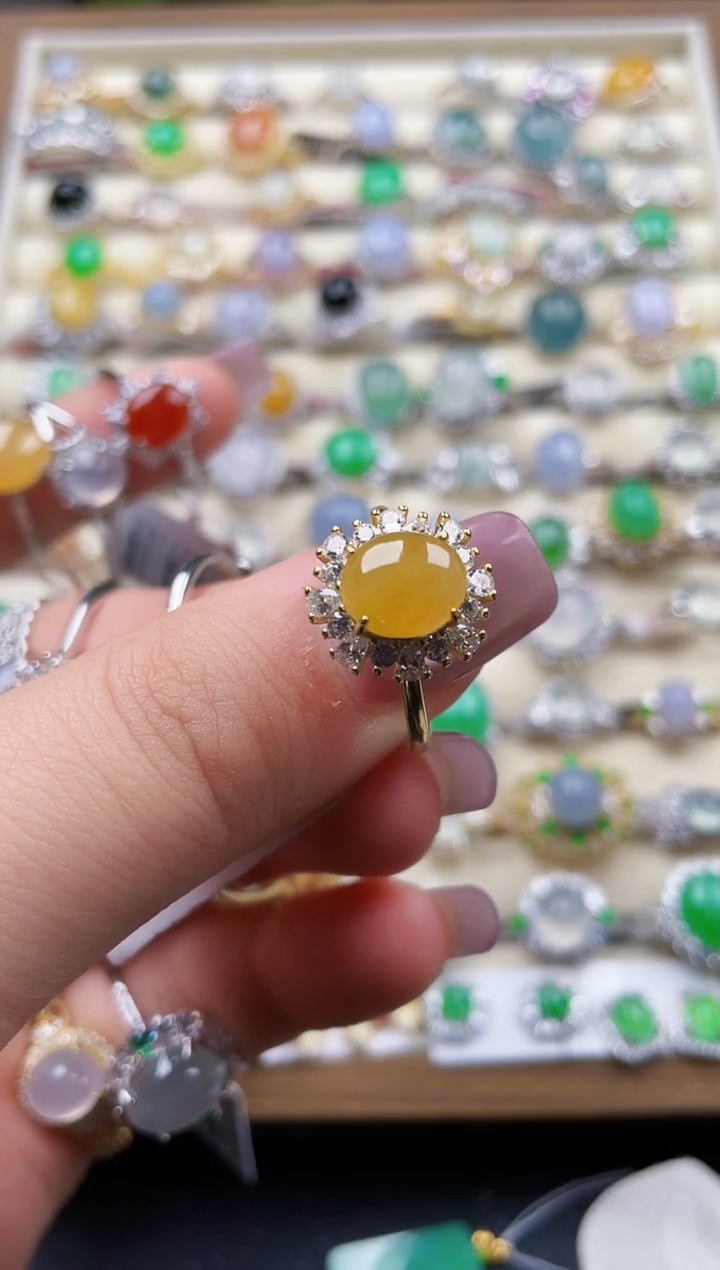 银S925镶嵌戒指翡翠w****^1