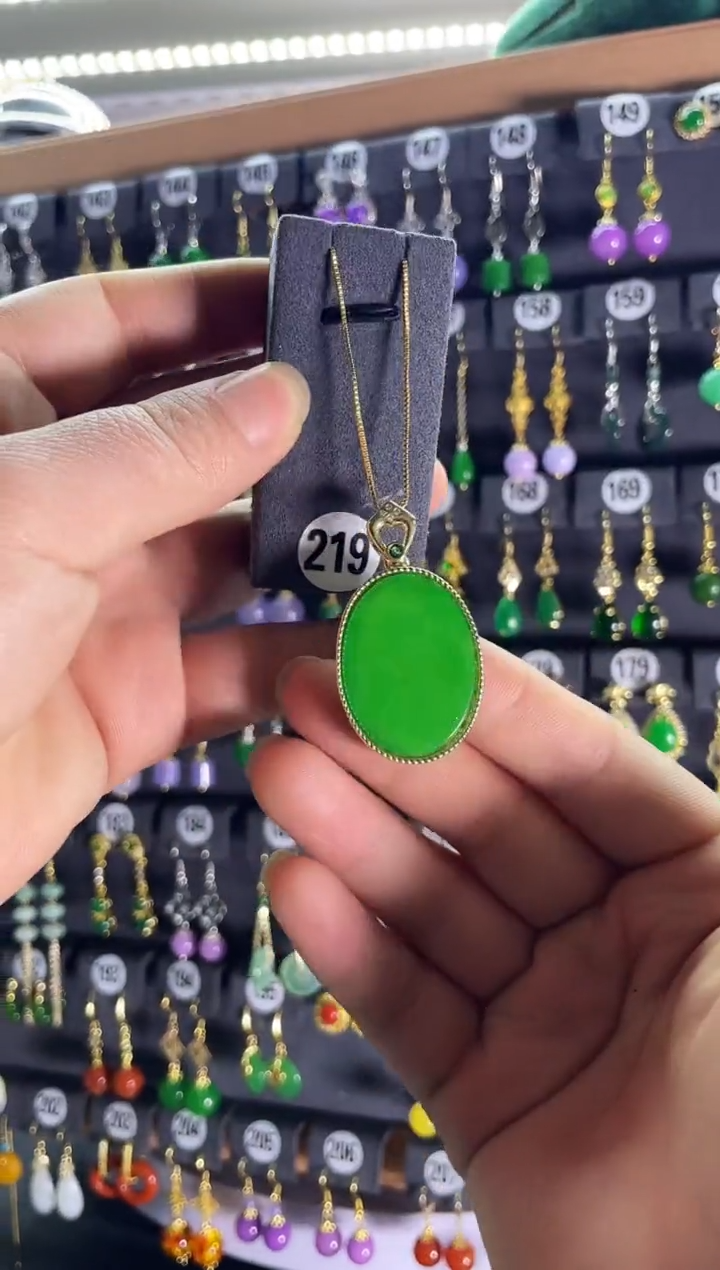 【闪购商品】翡翠耳饰银S925镶嵌219..