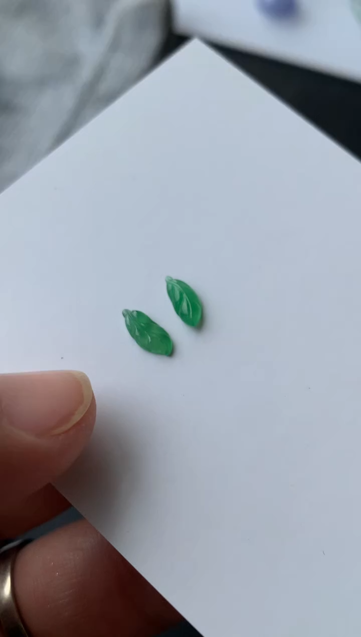 【闪购商品】定制翡翠未镶嵌一对叶子800+80