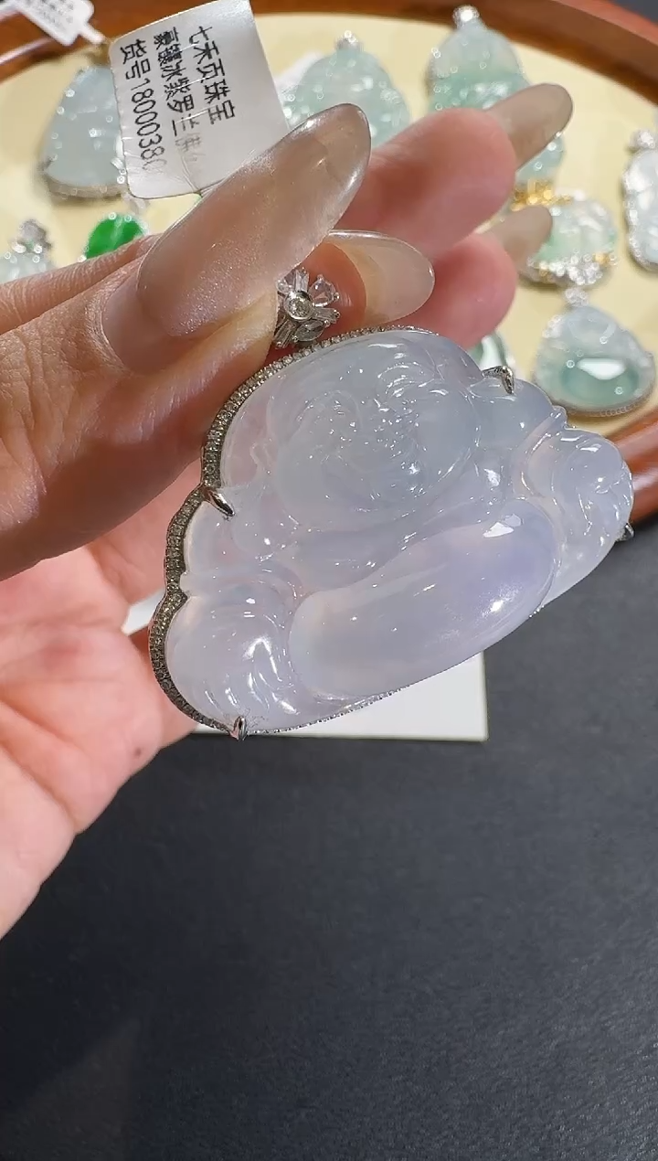 【闪购商品】翡翠吊坠(不含链)18K金镶嵌【源头工厂】钻石镶嵌