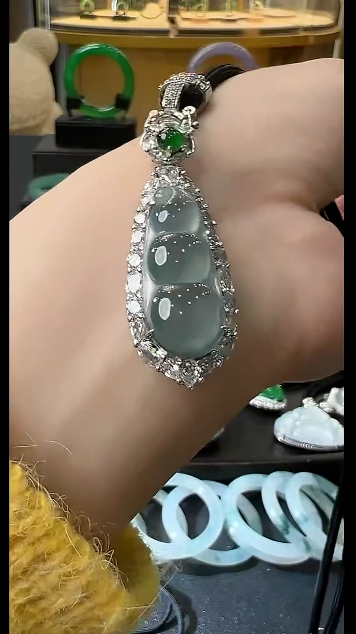 吊坠(不含链)银S925镶嵌翡翠天然A货翡翠JJB08多样性发一