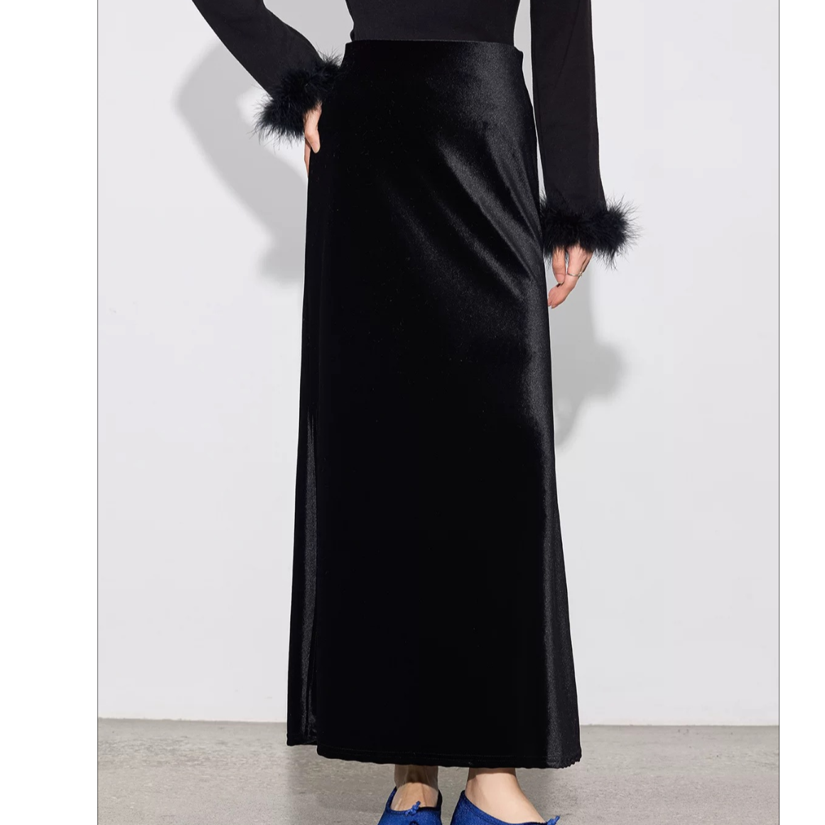 【NA家】气质高腰半身裙开叉鱼尾裙厚款A字松紧带