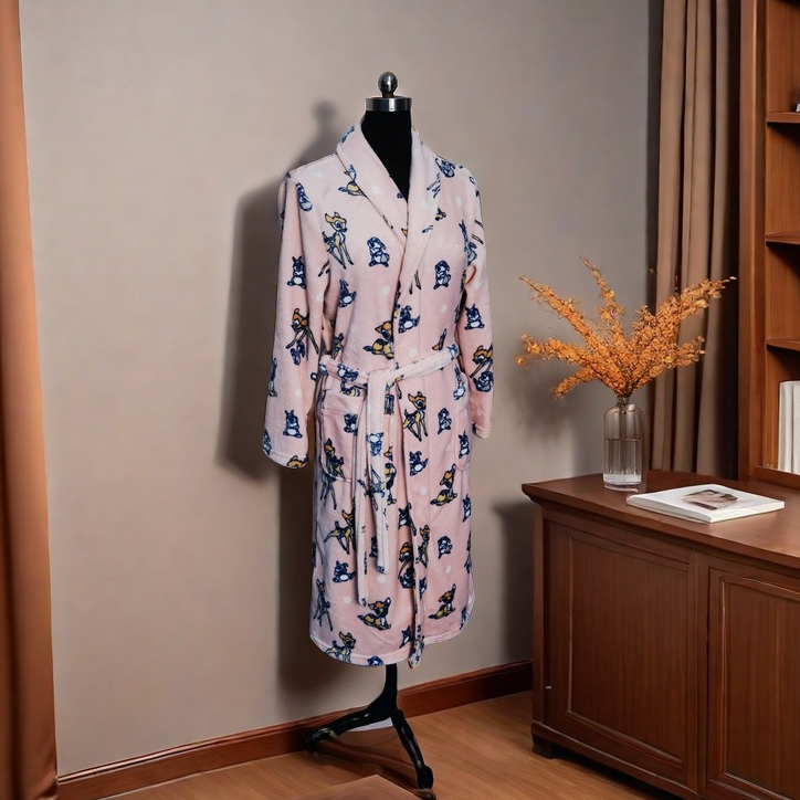 【小鹿】情侣睡袍秋冬保暖双面法兰绒柔软舒适中长款浴袍