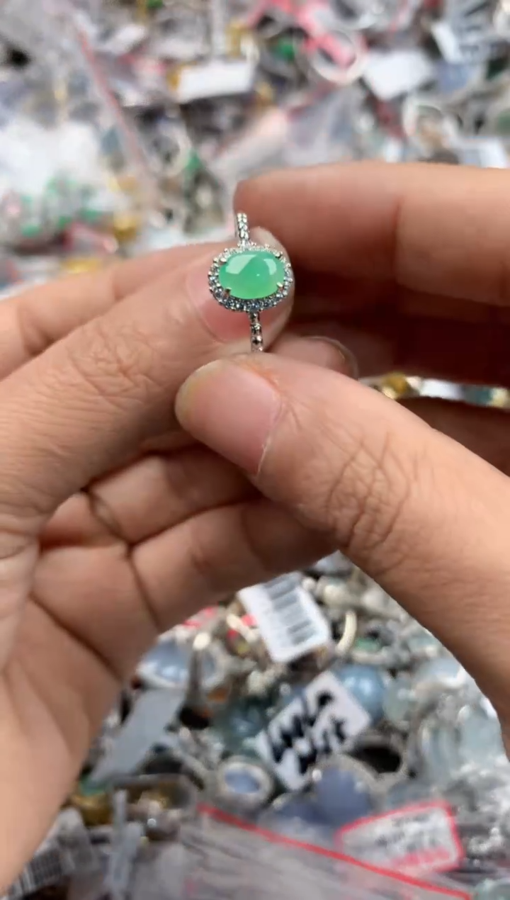 银S925镶嵌戒指翡翠1313---1