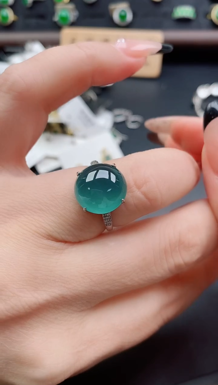 银S925镶嵌戒指翡翠1