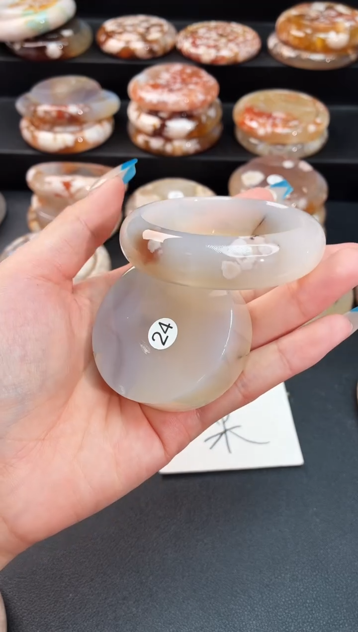 手镯玛瑙/玉髓未镶嵌石英质玉52圈50/51带(赠送镯心)