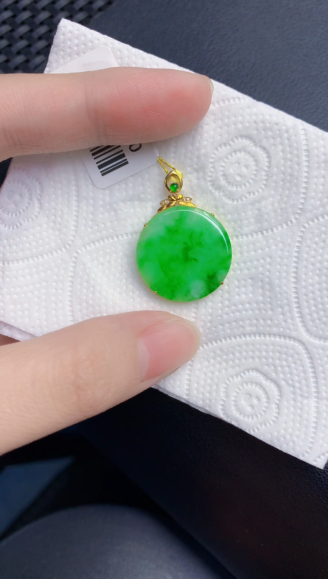 颈饰18K金镶嵌翡翠天然翡翠缅甸A货