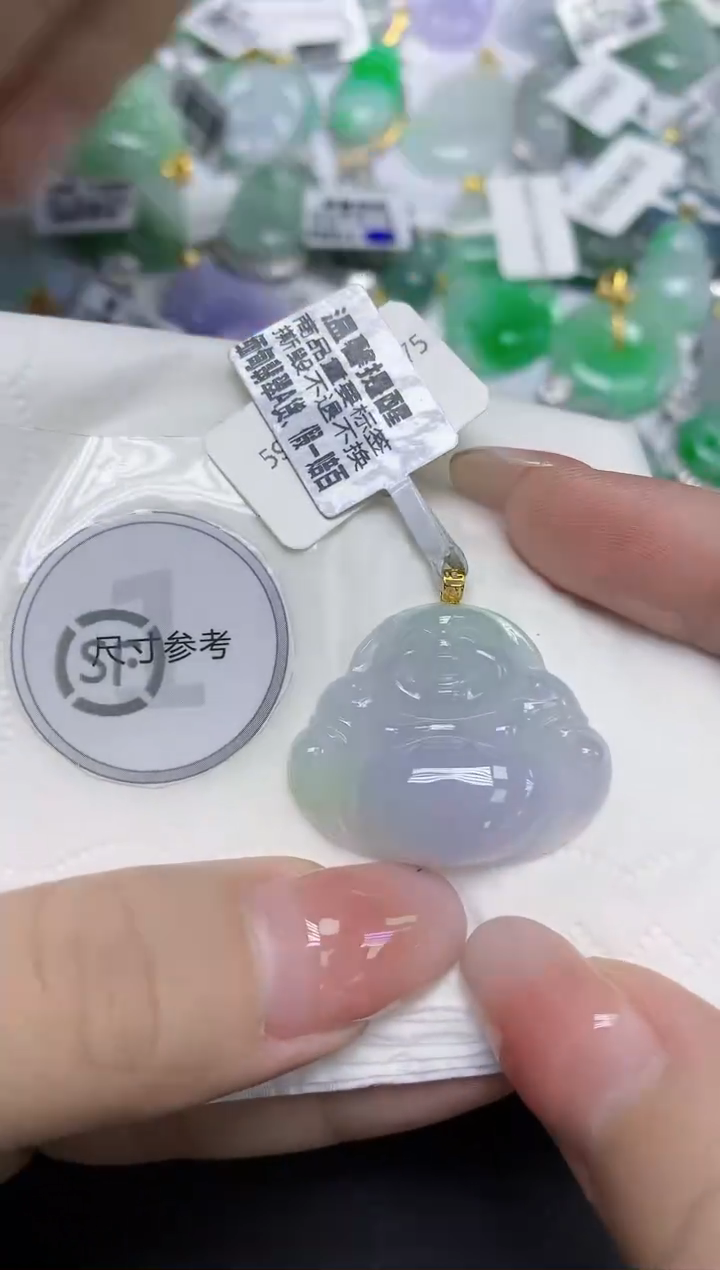 颈饰18K金镶嵌翡翠天然缅甸翡翠A货百元以上9元证书费自理