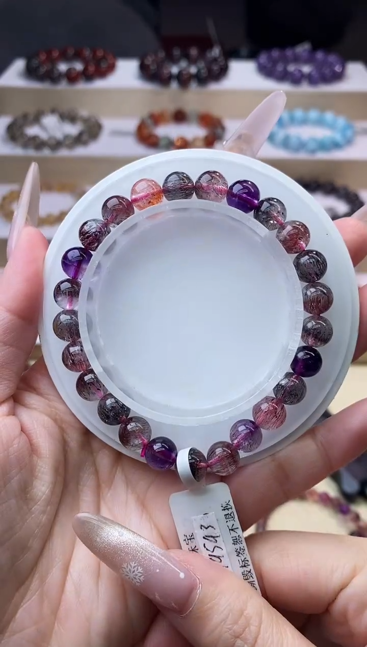 【闪购商品】水晶手链未镶嵌黑加仑超七单圈7m+