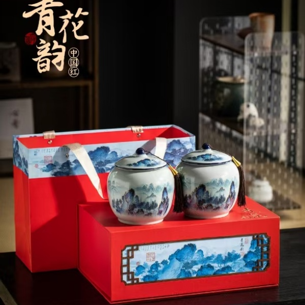【青花韵】25新茶正山小种 红茶花果香300g双陶瓷礼盒装送礼自饮