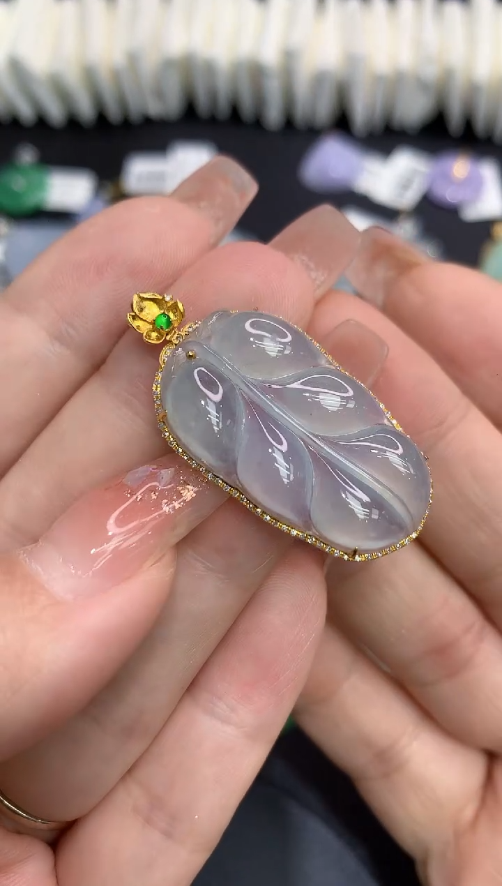 吊坠(不含链)18K金镶嵌翡翠11111111111111