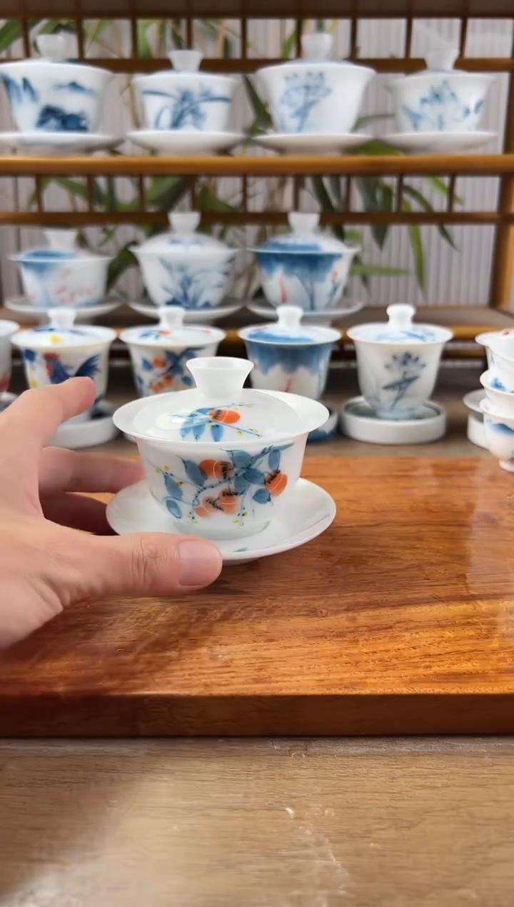 微瑕高冰柿子130ml三才盖碗